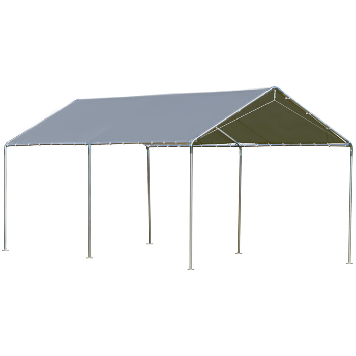 Carport auvent pour voiture 5,95L x 2,90l x 2,60H m acier galvanisé robuste PE haute densité gris