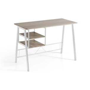 Mesa escritorio – Roble canadiense con estructura blanca