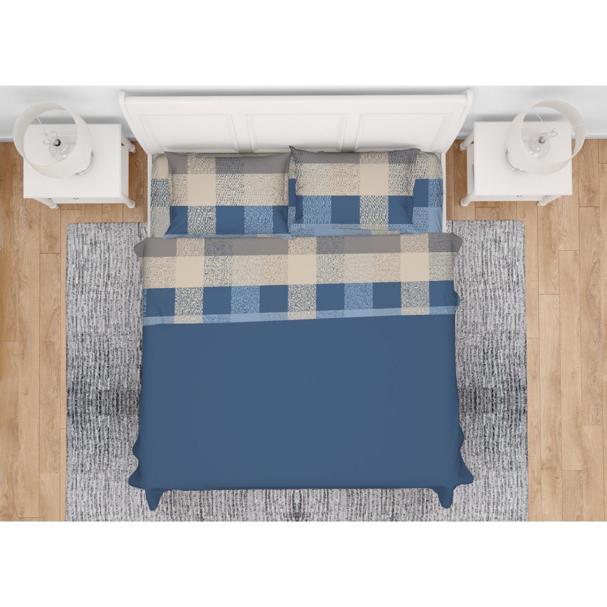 Completo Lenzuola 100% Cotone Scotland Azzurro