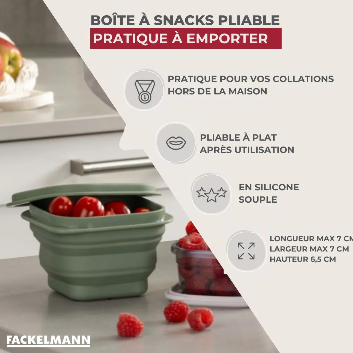 Lot de 4 boîtes à snacks 13 cl avec 3 boîtes à sauce Fackelmann Storage