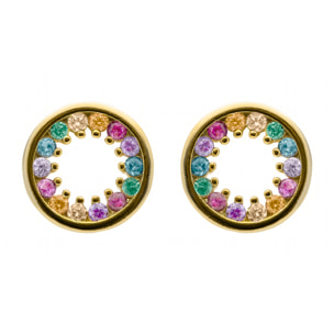 Pendientes de Aleación de Metal y Circonita Multicolor acabado en rodio