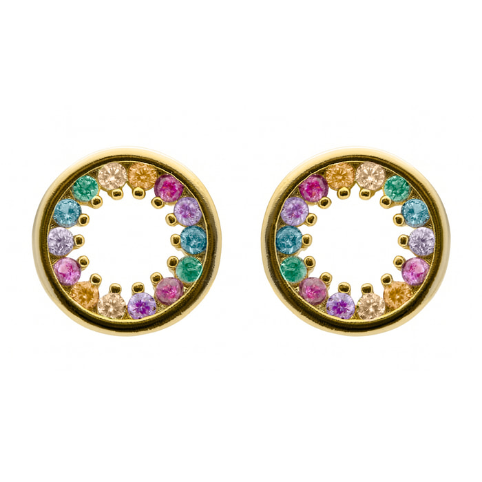 Pendientes de Aleación de Metal y Circonita Multicolor acabado en rodio