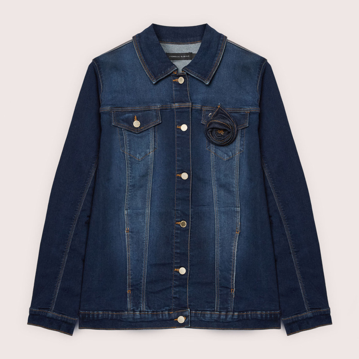 Fiorella Rubino - Giacca in denim con spilla floreale - Blu