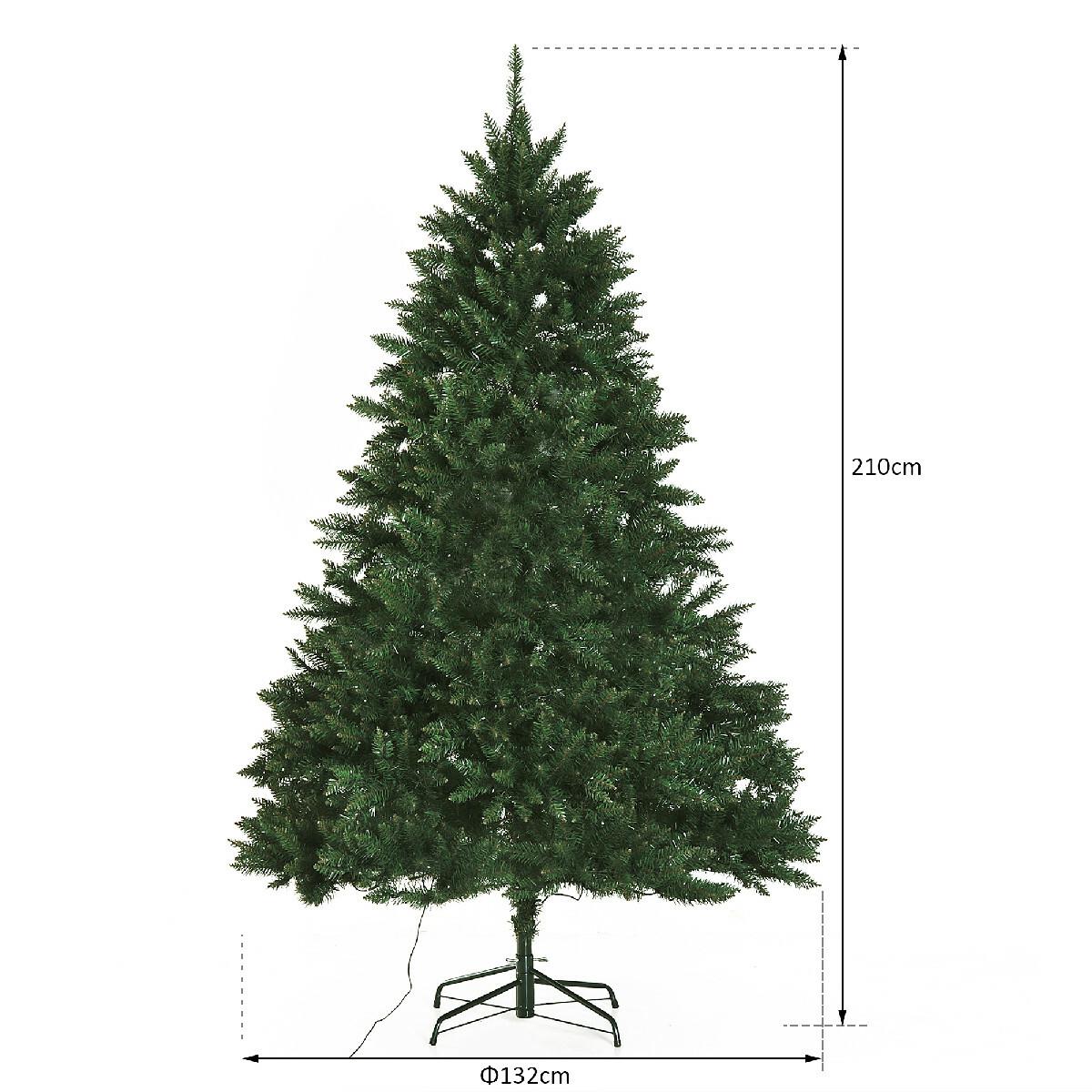 Sapin de Noël artificiel lumineux LED x 700 blanc chaud + support pied Ø 132 x 210H cm 2154 branches vert