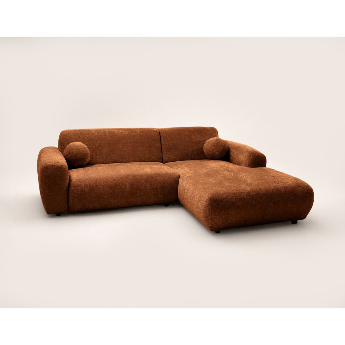 Louise - Canapé d'angle droit 4 places en velours texturé - Terracotta