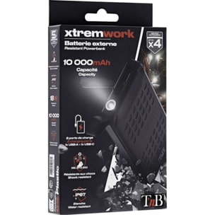 Batterie externe TNB 10000mAh résistante noir