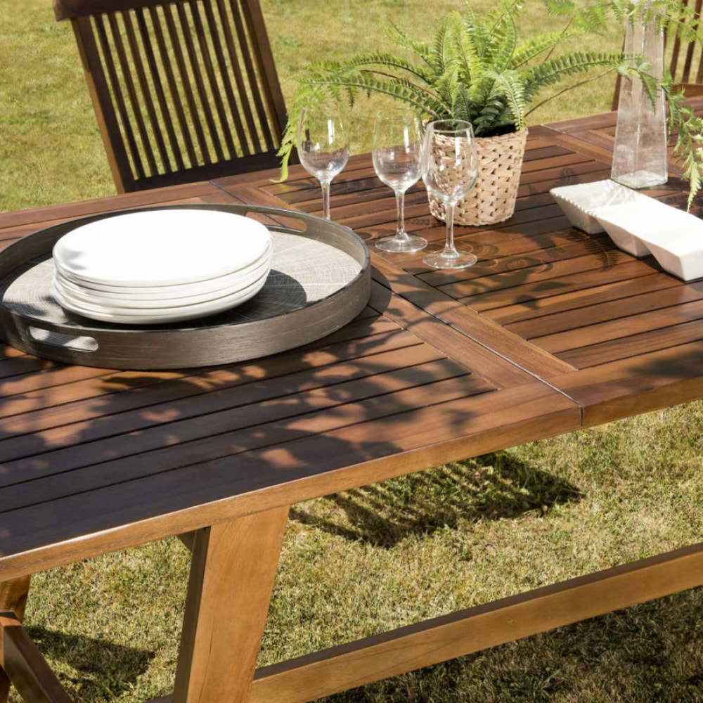 HANNA - Table de jardin 8/10 personnes - rectangulaire scandi extensible 180/240x100cm en bois teck huilé