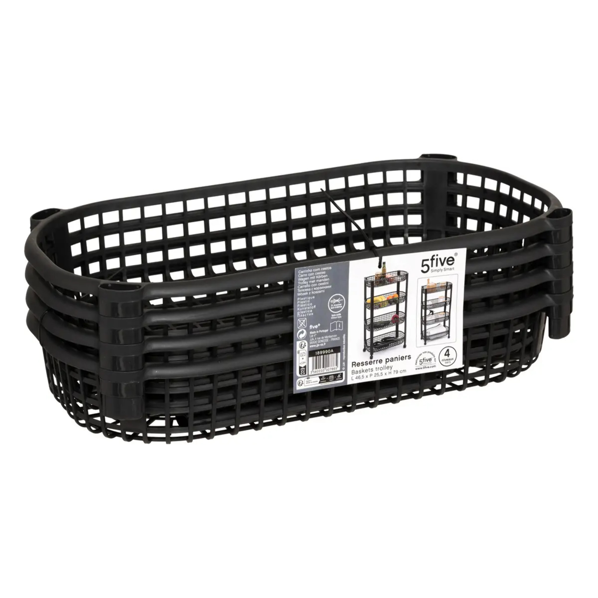 Desserte avec paniers 4 niveaux noir