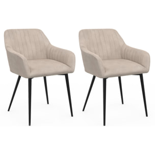 Chaises Ariana velours taupe pieds métal - lot de 2