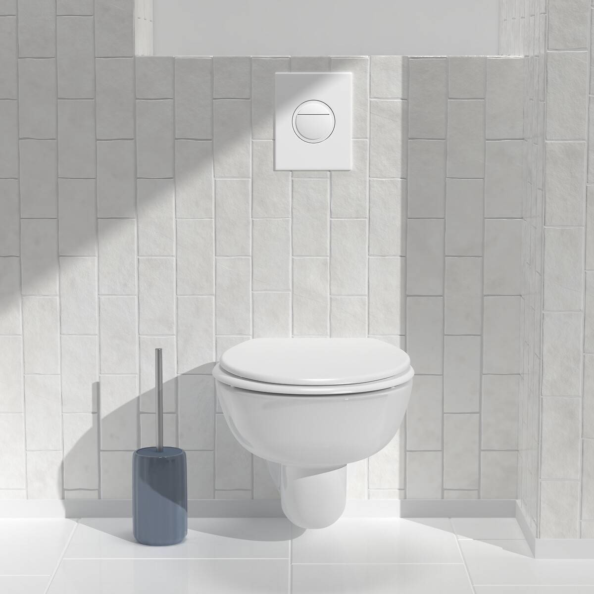 Brosse WC Colorama en céramique H.40cm bleu
