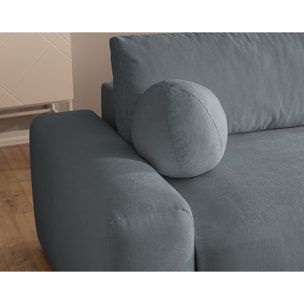 Constance - Canapé d'angle réversible 4 places convertible avec coffre en tissu - Gris