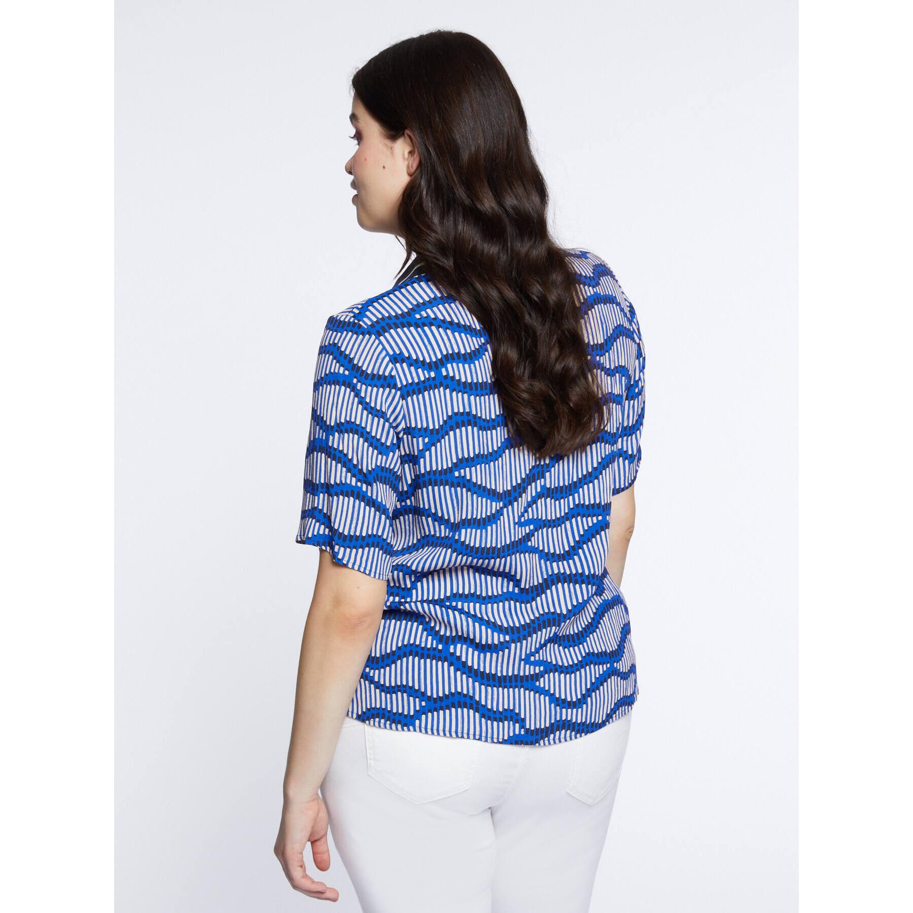 Fiorella Rubino - Blusa con estampado de ondas de viscosa ECOVERO™ - Azul