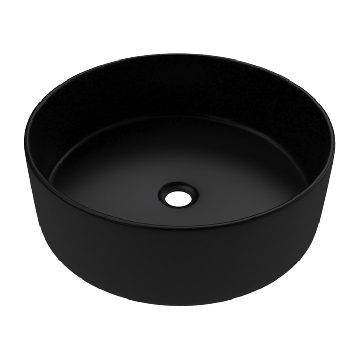 Vasque à poser ronde en céramique noire - Diamètre 36cm - Hauteur 11.5cm - ROUNDY DARK