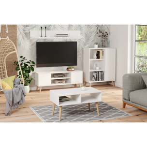 Mobile Porta TV Focus Bianco con Piedini in Legno di Faggio