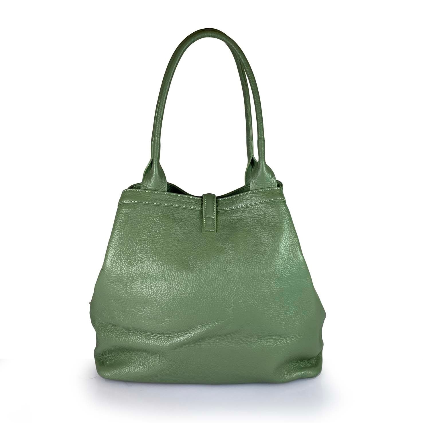 Borse Donna colore Verde-in pelle Made in Italy 42 x 38 x 6cm