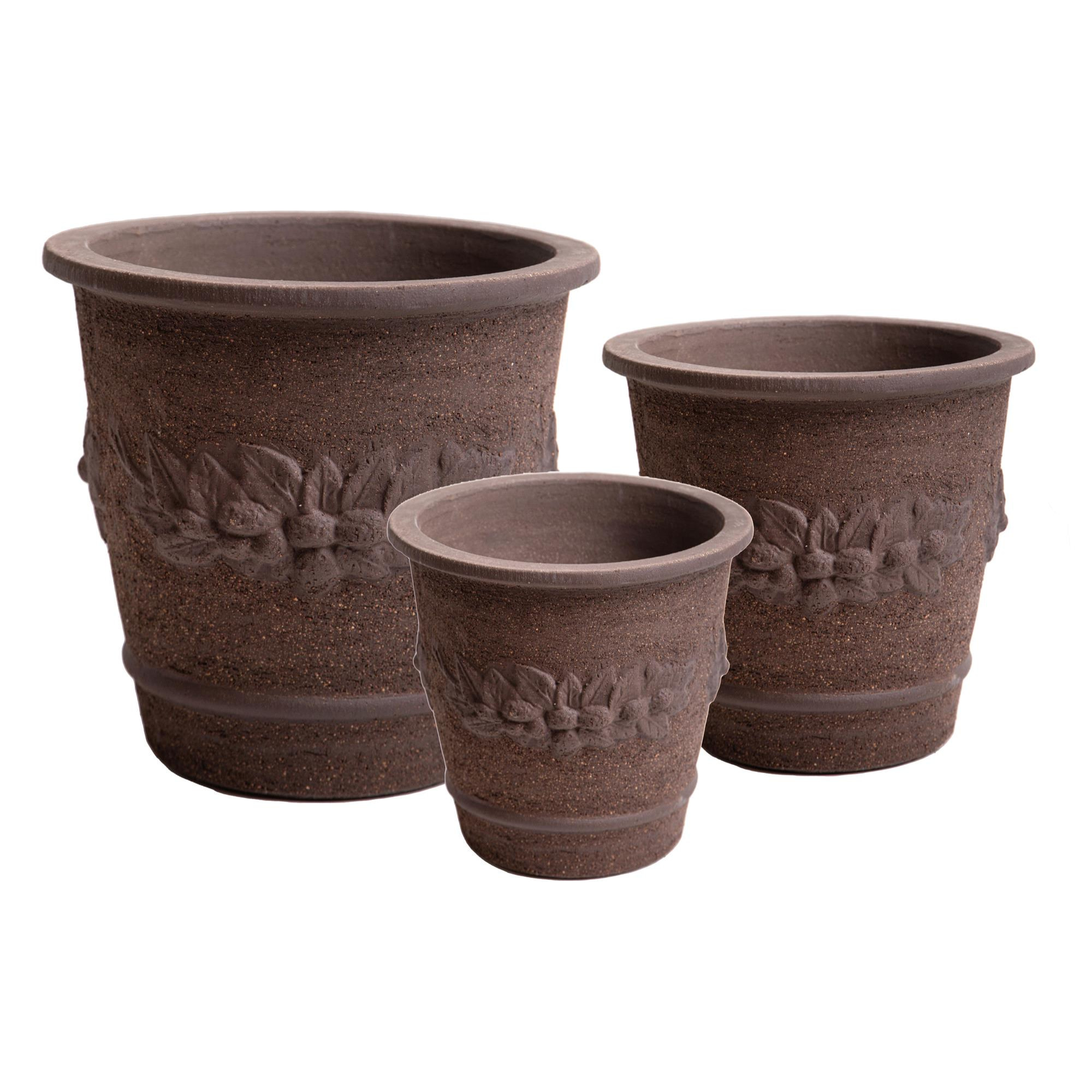 Set Di 3 D.50/39/31 Cm Cachepot Festonato - Pezzi 1 - 50X50X50cm - Colore: Marrone - Bianchi Dino - Decori Casa E Complementi