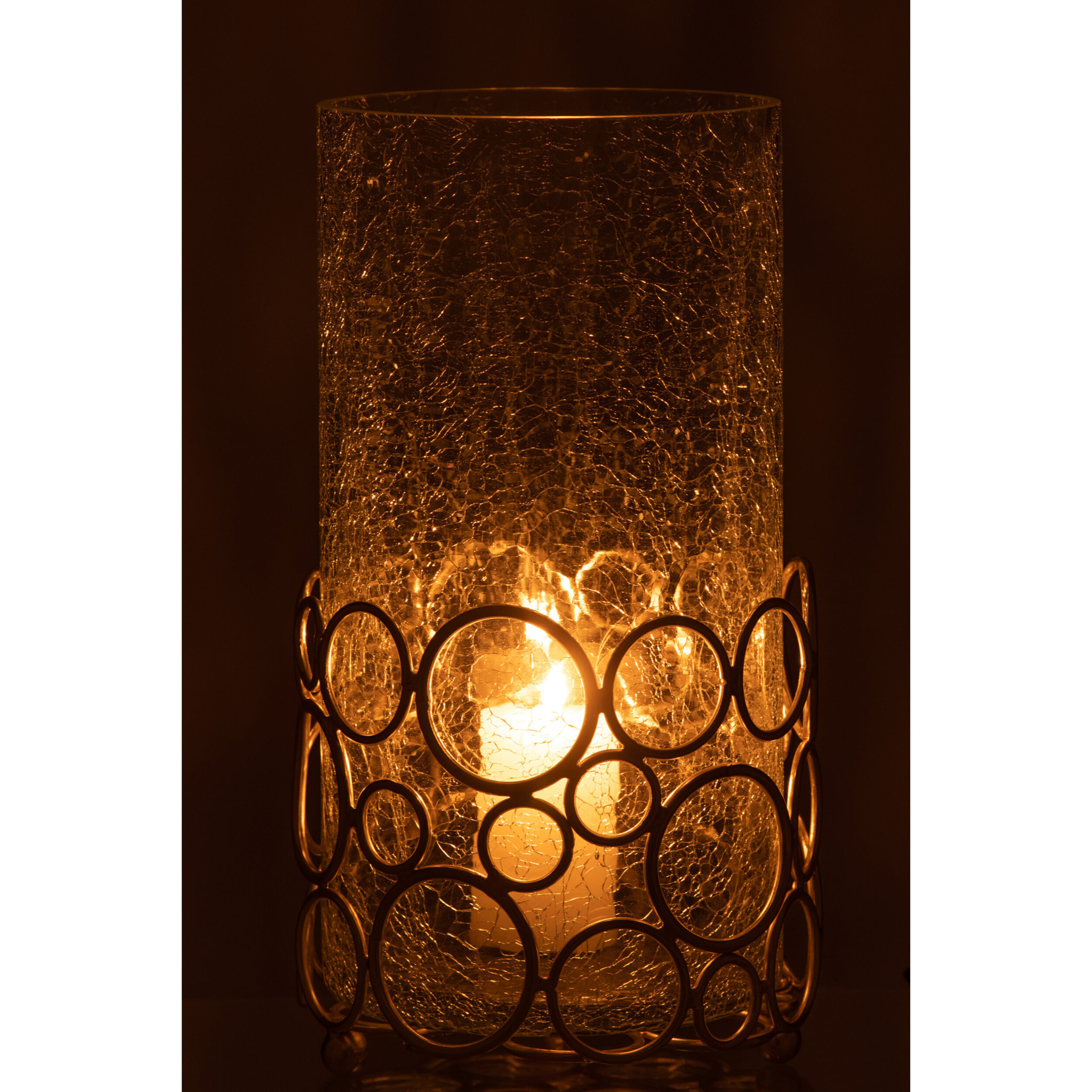 J-Line photophore Kyev - verre/acier - transparent/or - large