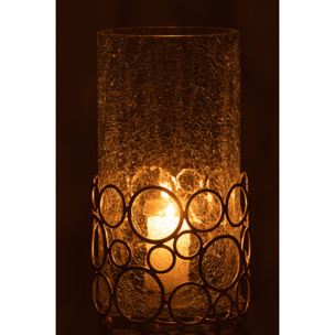 J-Line photophore Kyev - verre/acier - transparent/or - large