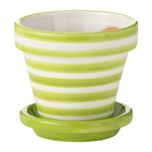 J-Line cache-pot Granada Stripes Handmade + Painted - céramique - vert - extra small - Ø 17 cm