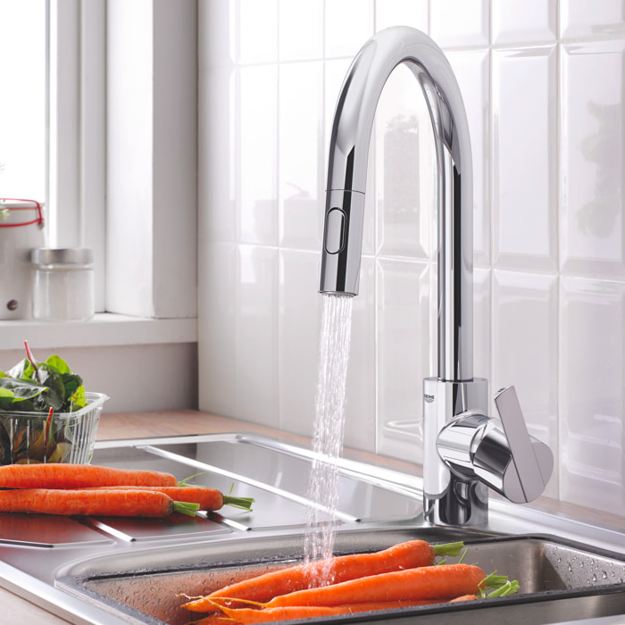 Mitigeur monocommande évier cuisine Feel avec douchette extractible 2 jets