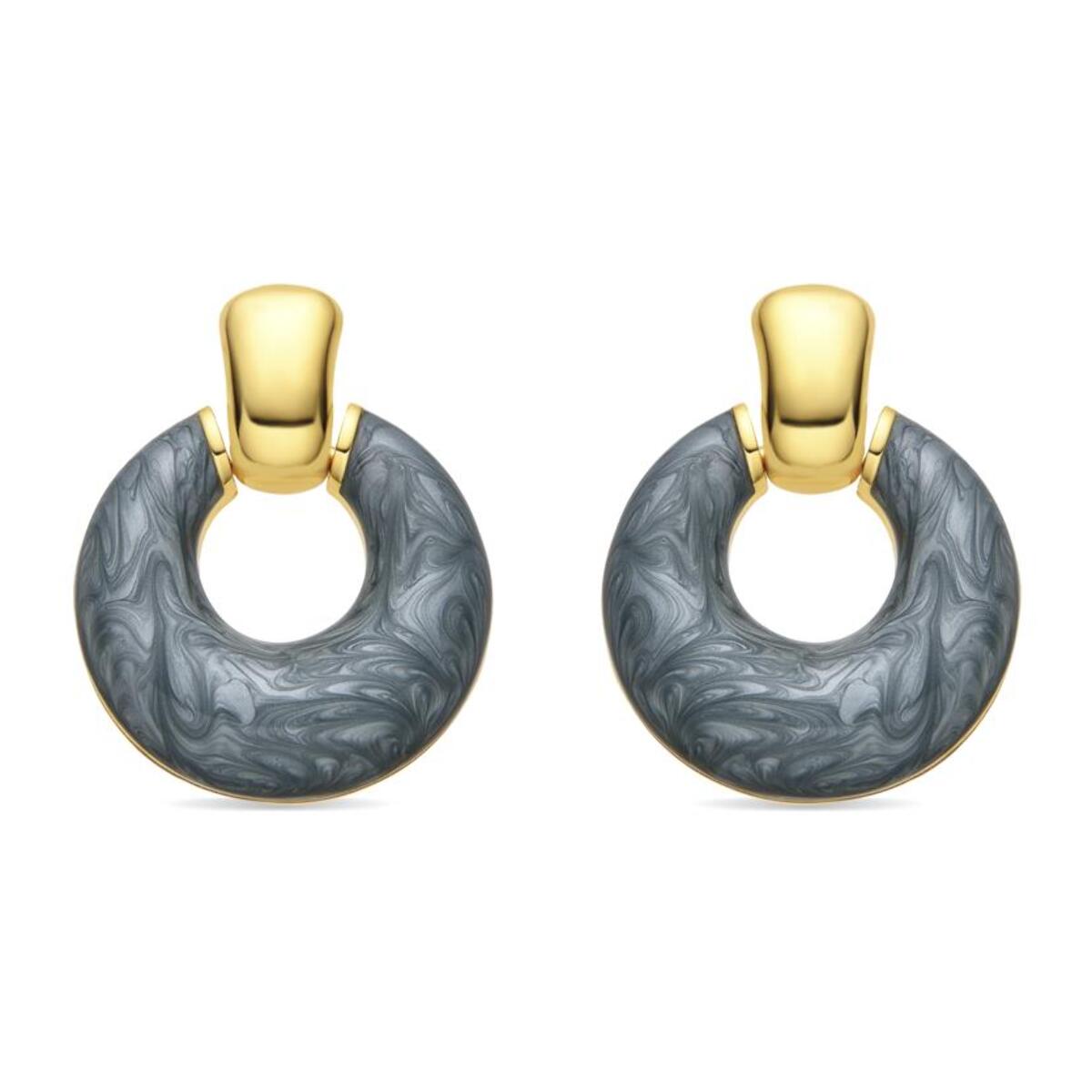 Pendientes con Lacado Azul acabado oro 18k