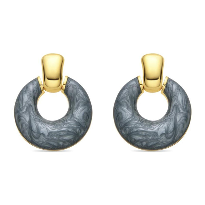 Pendientes con Lacado Azul acabado oro 18k