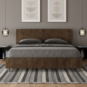 Letto con rete 160x200 testata dritta noce Demas
