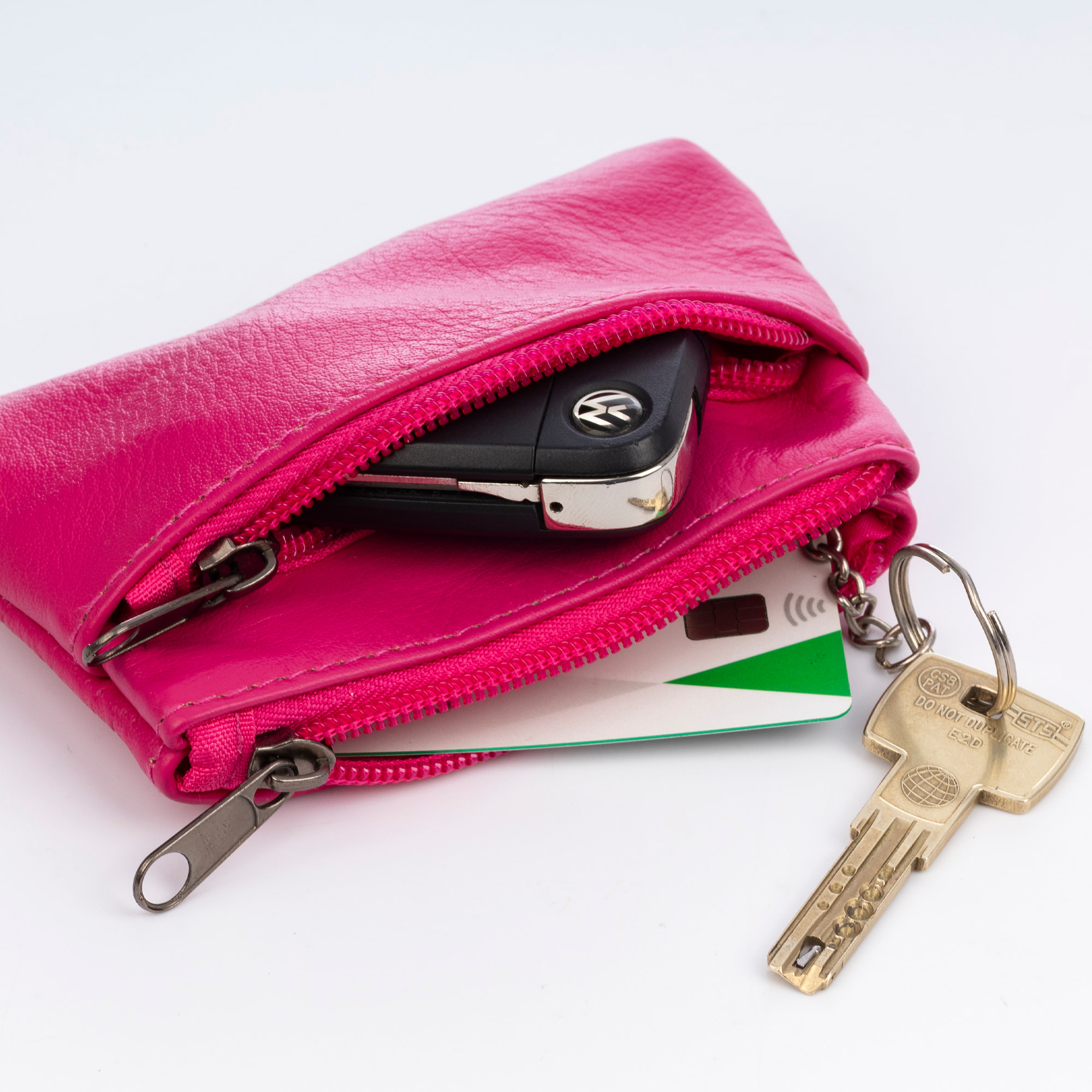 Atrani portamonedas con doble compartimento de piel Dollaro. Llavero interior.