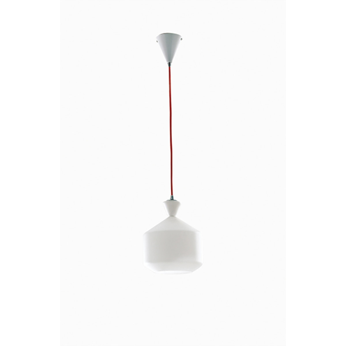 Lampadario a sospensione SUGAR in vetro bianco con cavo in tessuto rosso 20x26 cm. (1xE27)