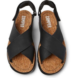 Sandali - CAMPER Oruga - Nero - Pelle (Pelle di vitello con aspetto di gomma) / Tessuto tecnico (PET riciclato)