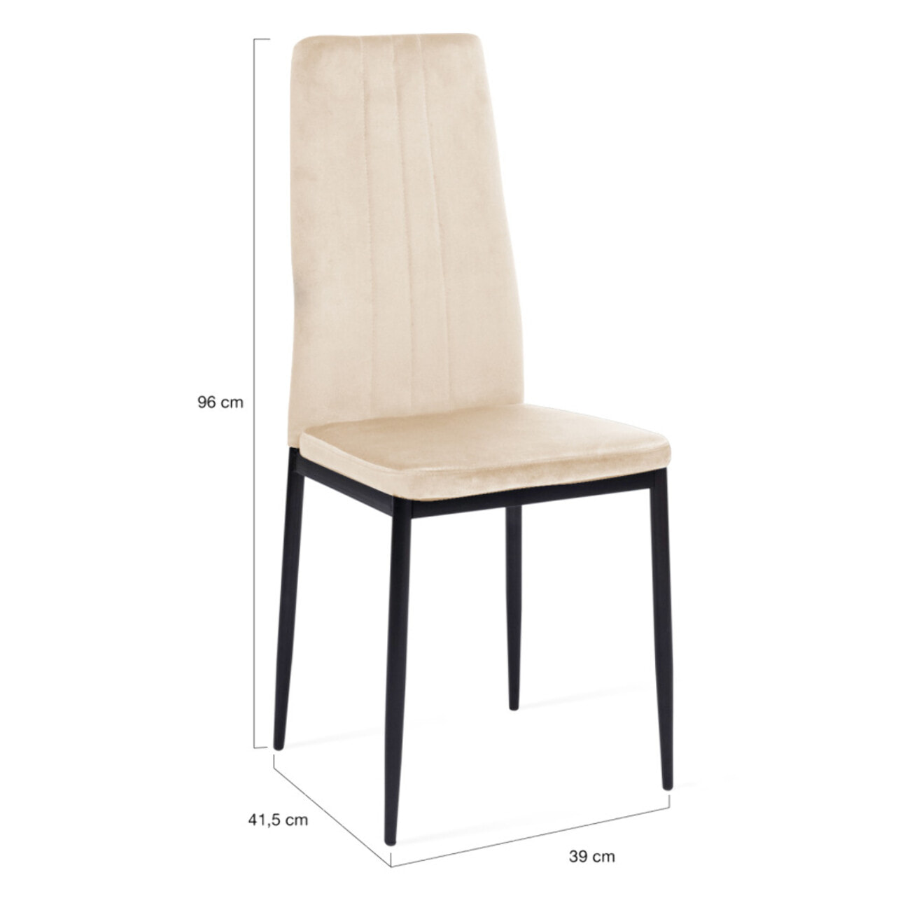 Chaises Jade en velours et pieds noirs - Mix color - Crème, gris clair, gris foncé, rose