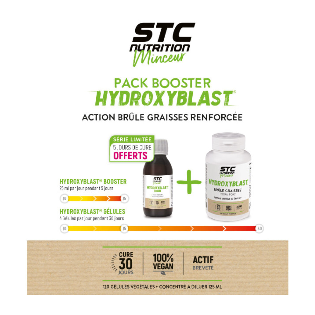 Pack Booster Hydroxyblast - Complément alimentaire minceur - Aide à drainer, détoxifier, brûler les graisses - Pour une perte de poids rapide - Programme 30j