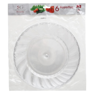 6 Assiettes Plates Ronde Design