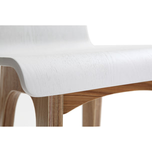 Tabourets de bar scandinaves bois clair et blanc H65 cm (lot de 2) BALTIK