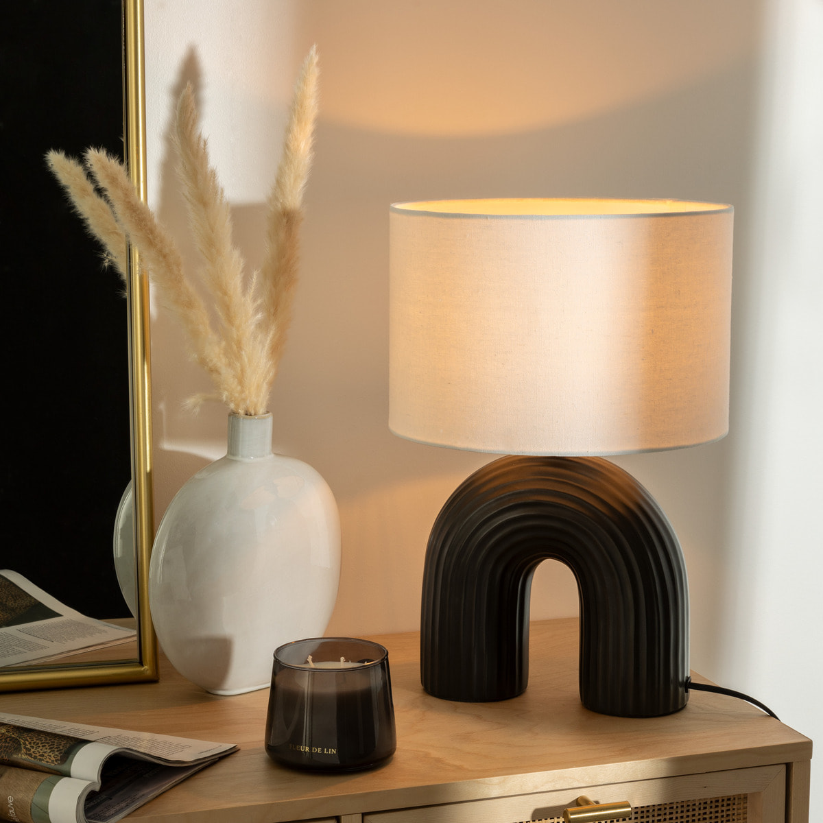 Lampe "Eidel" - métal et céramique - noir - H40 - 5 cm
