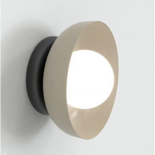 Lampada da parete Ozzy in acciaio mokka e diffusore in vetro