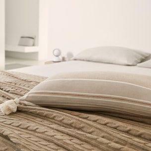 Manta punto de ochos 140x190cm 100% acrílico 200gsm marrón con rallas beige scalpers home