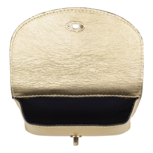 FIRENZE ARTEGIANI Aquilonia bolso de mano mujer. Piel auténtica acabado Gamuza lacada. Fabricado en Italia 17,5x6x11,5 Cm. Color: Oro