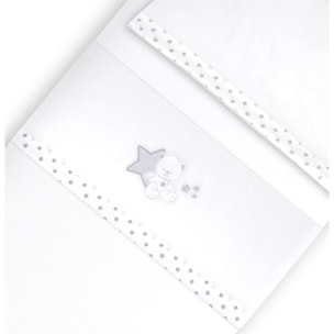 Triptico Cuna Coralina Modelo Osito Sentado + Broche Bco/Gris