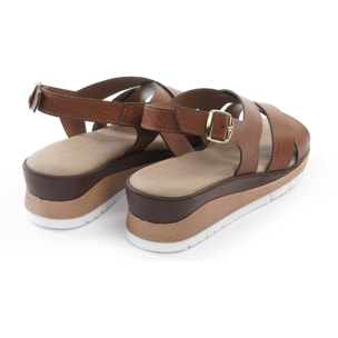 SANDALO ZEPPA FASCE INCROCIATE CUOIO