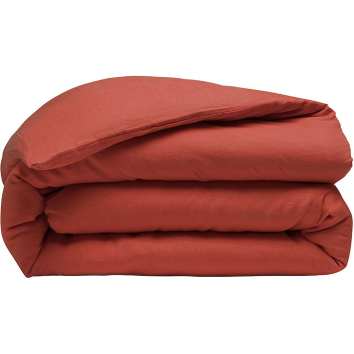 Housse de couette 100% lin lavé - paprika