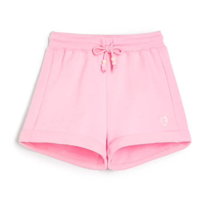 Pantalones Cortos de Niña con Logo Lateral en Rosa