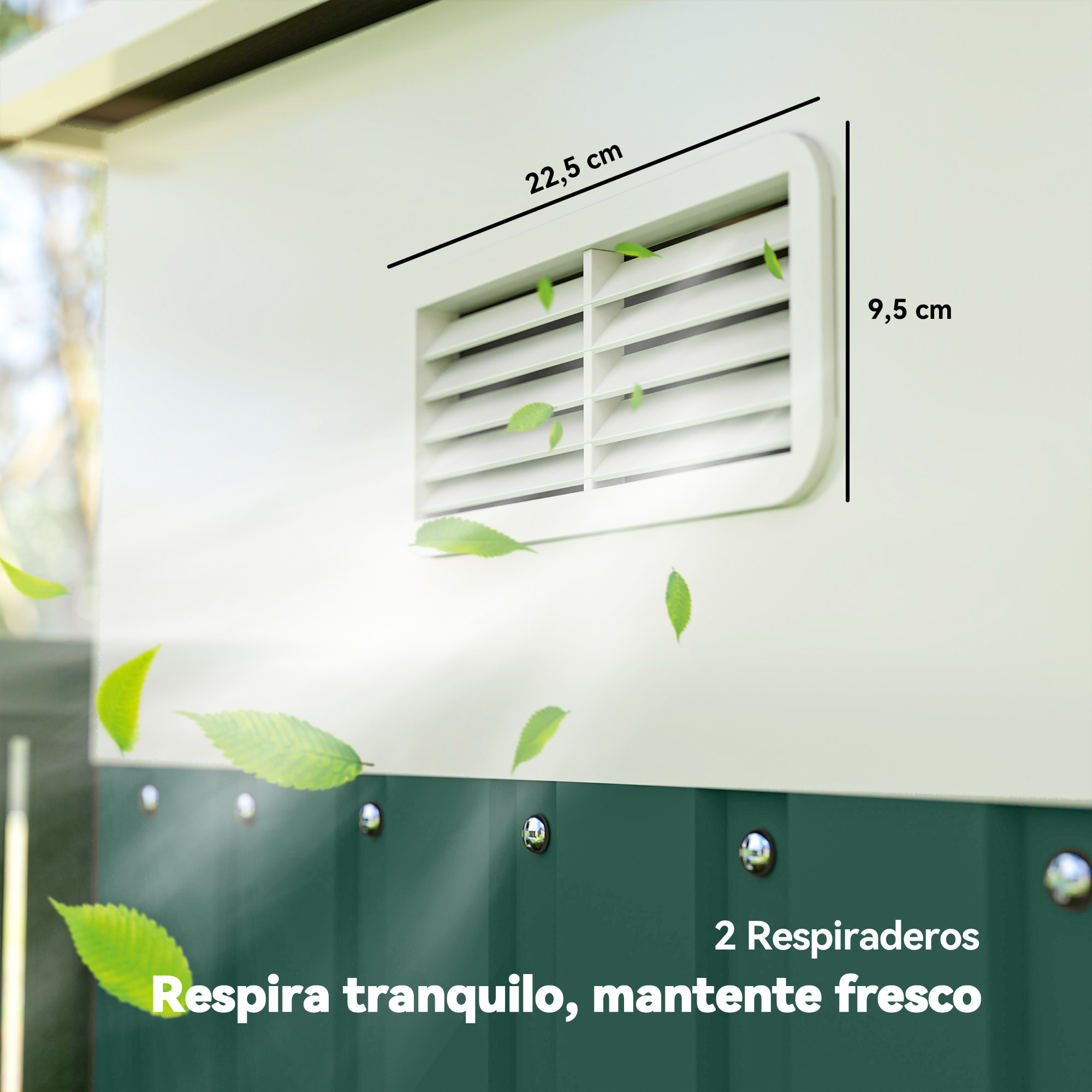 Cobertizo de Jardín Exterior 8,9 m² 280x345x201 cm Caseta de Jardín Exterior Metálica con 2 Puertas Corredizas y 2 Ventanas para Almacenamiento de Herramientas Verde