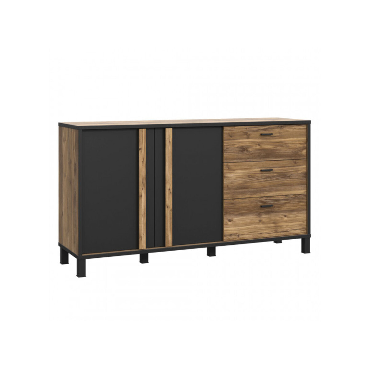 Buffet 154 cm bois effet chêne et noir - YAL