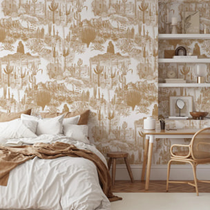 Carta da Parati Cactus nel Deserto Beige