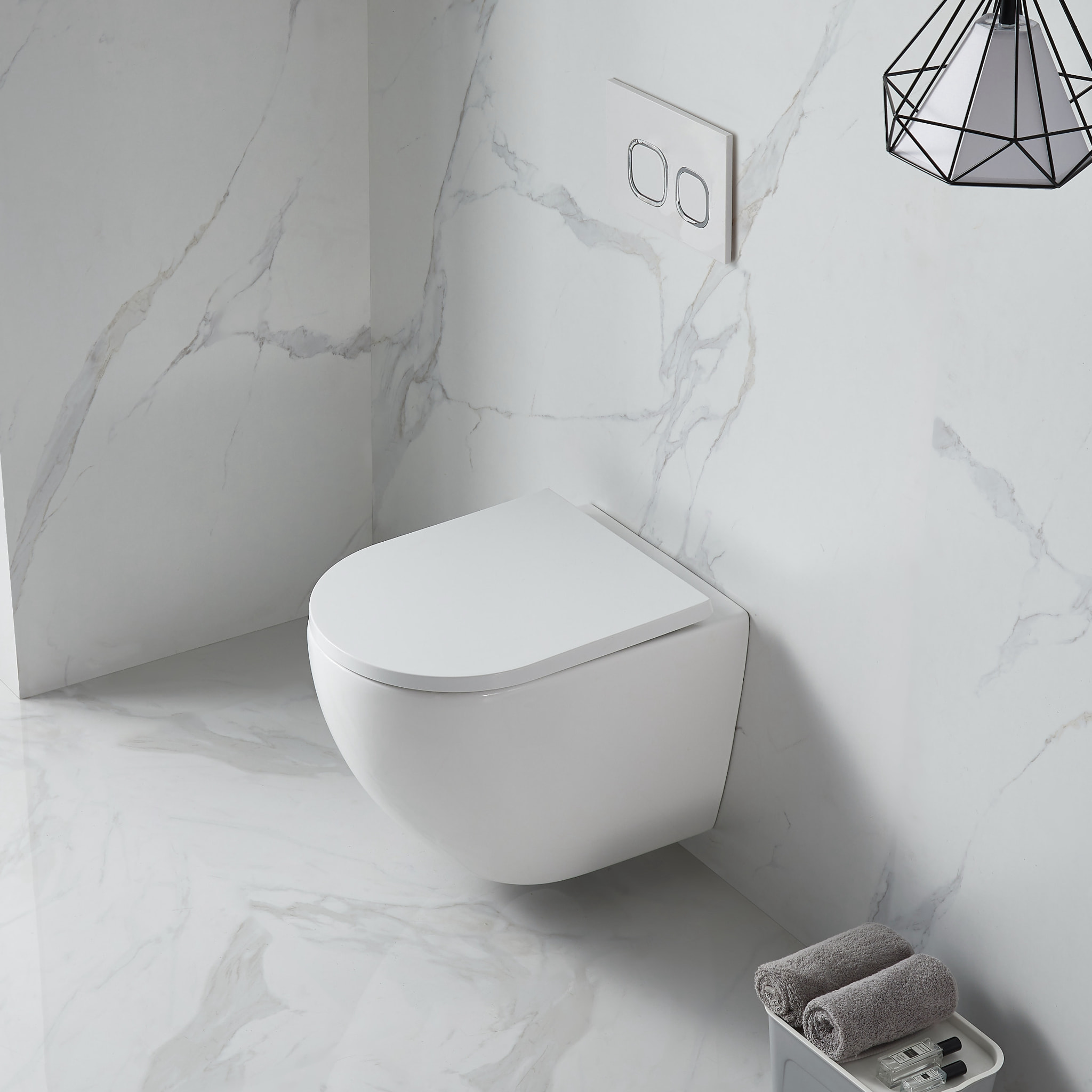 Pack WC Bâti-support + WC sans bride SAT Fusion + Abattant softclose + Plaque Chrome