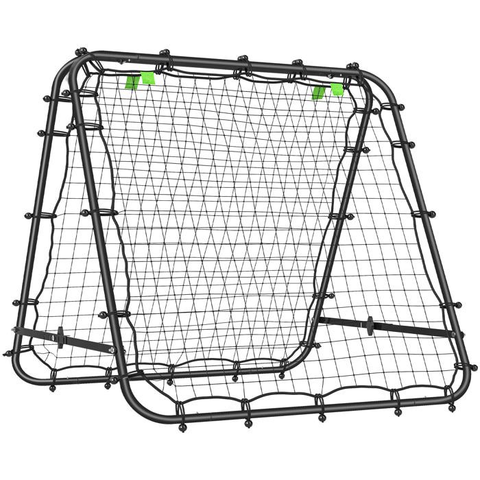 Filet de rebond double face 91 x 91 cm, pliable, rebondisseur pour entraînement football, réglable dans 5 angles, structure en acier, noir