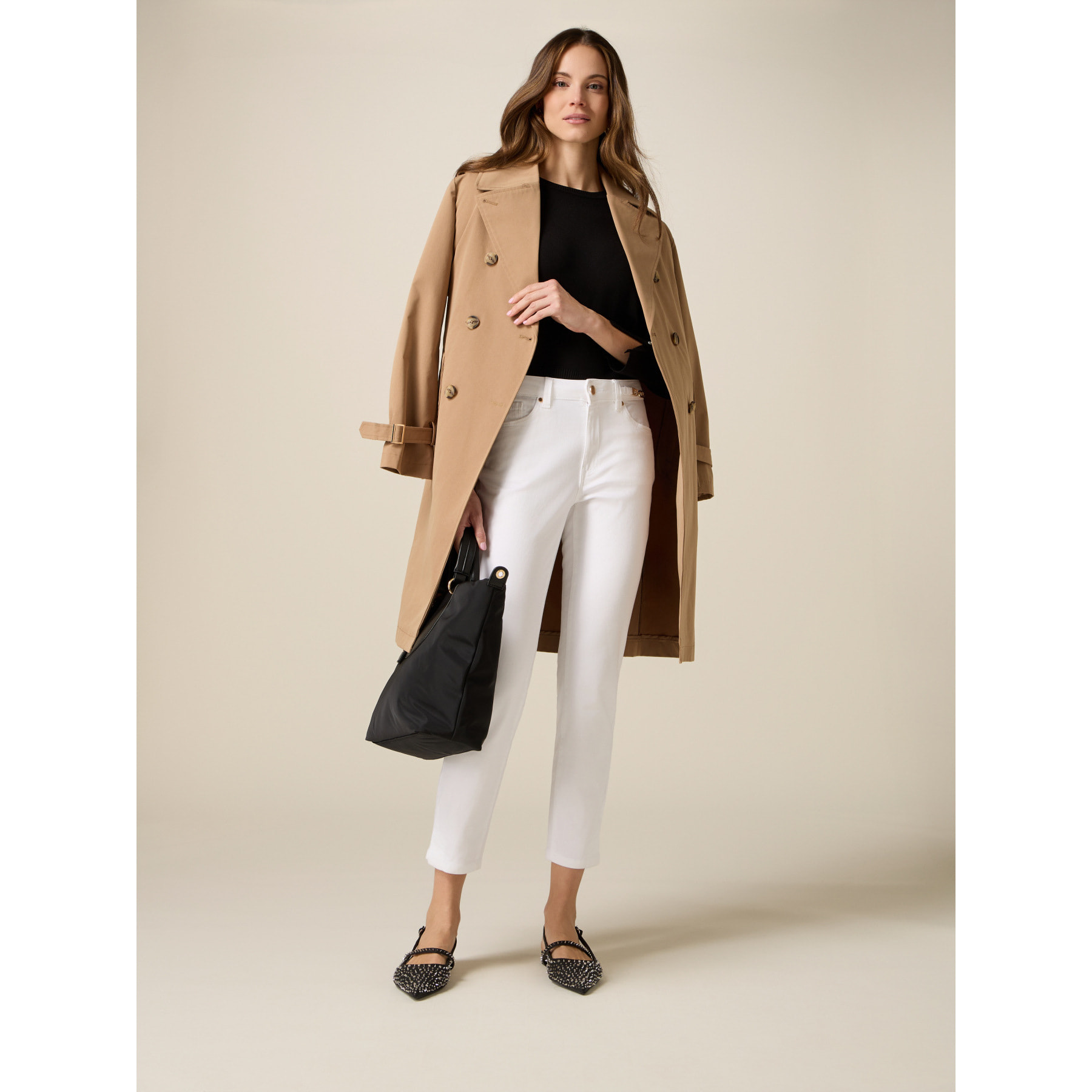 Oltre - Pantalones skinny con cadena metálica - Blanco