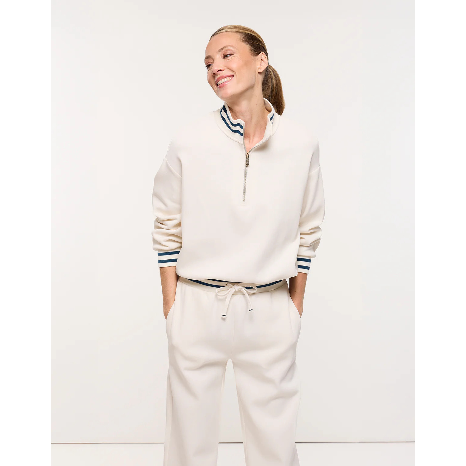 Pantalón del Punto Piqué Blanco - Mitan