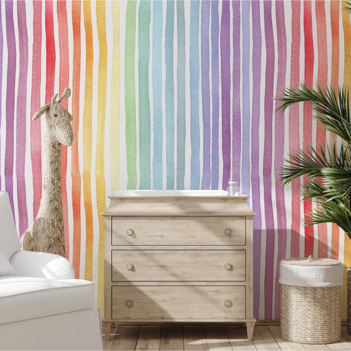 Carta da Parati a Righe Arcobaleno